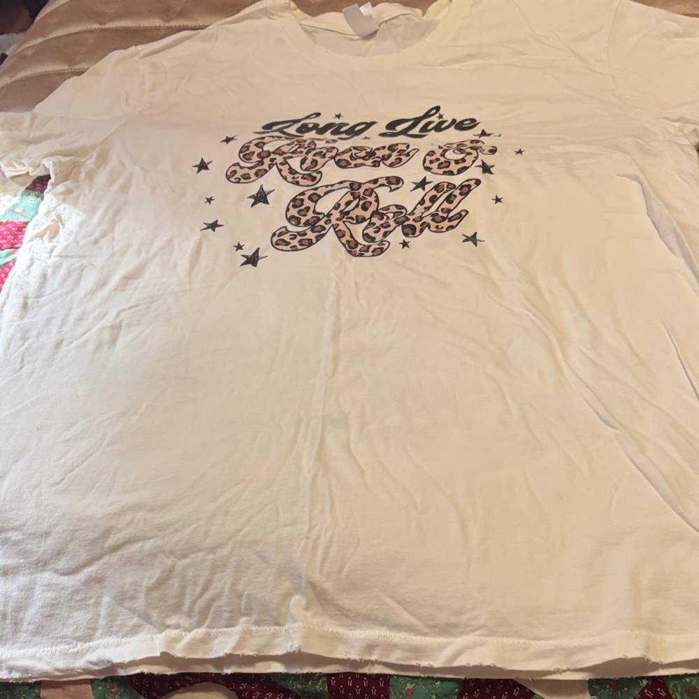 HUF White Tee with Leopard Script